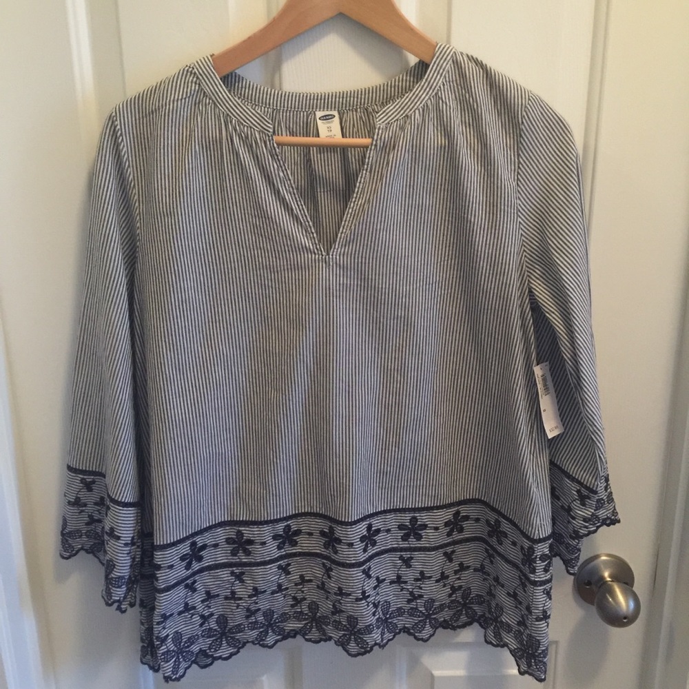 Old Navy Blue and White Striped Top